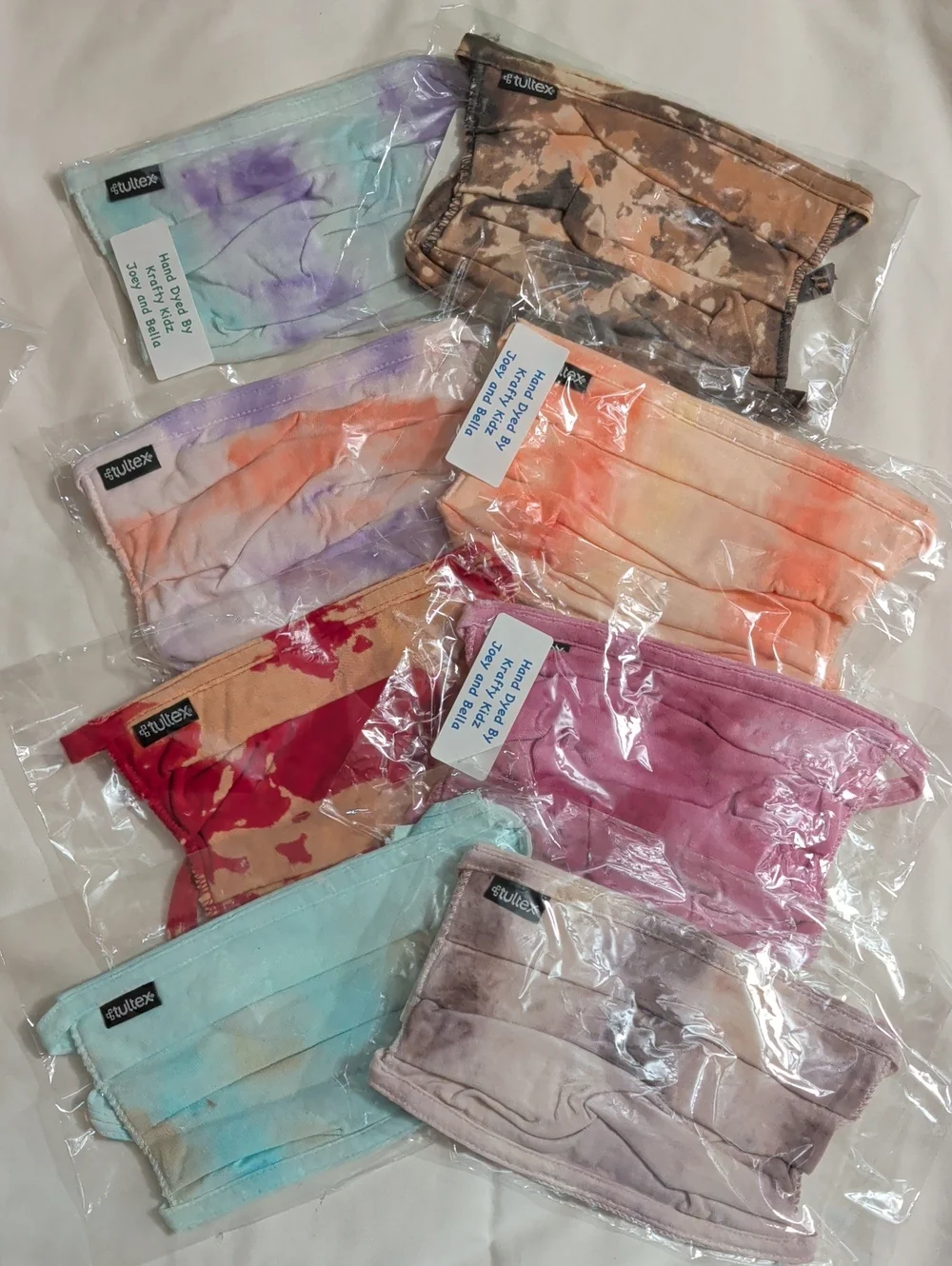 NWOT (003) Tultex Unisex Assorted Tie-Dye Face Masks Multi 8 Pack